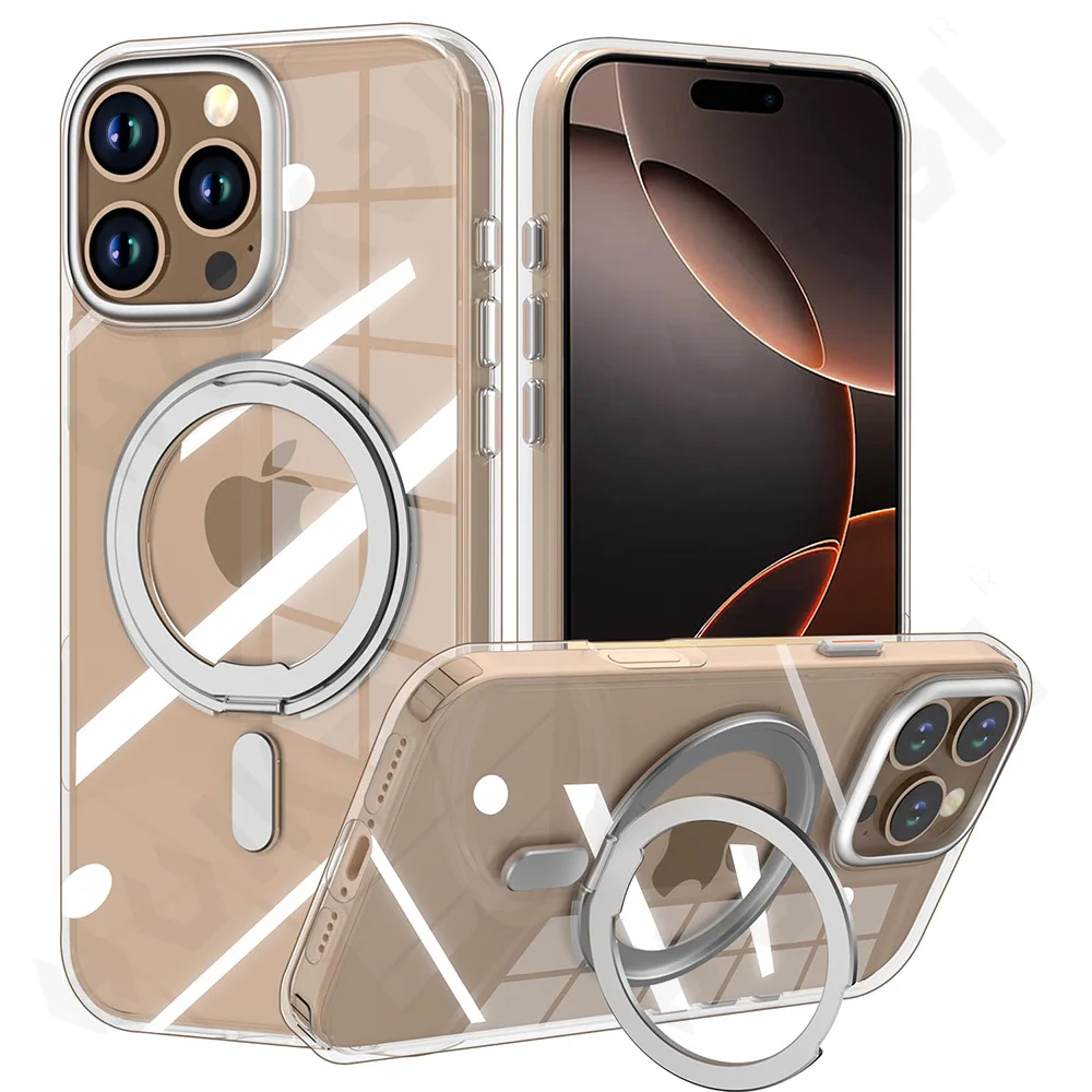 Case for IPhone 16 15 14 13 12 11 Pro Max with Stand MagSafe Matte Hard Soft Silicone Slim Wireless Charging Kickstand Cover