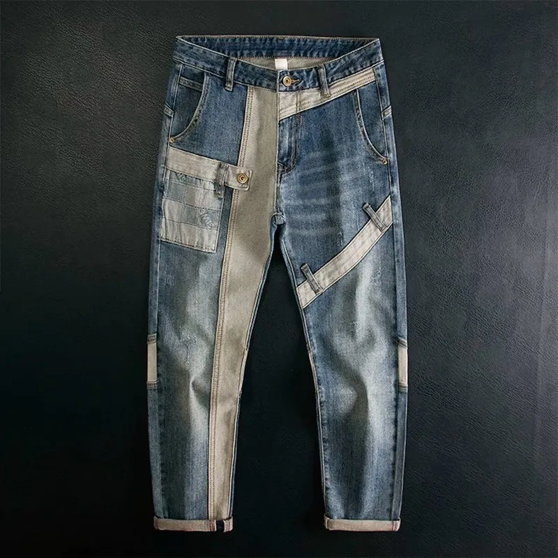 Autumn and Spring Fashion American Vintage Straight Leg Elastic Denim Pants Men's Casual Comfortable Sports High Quality Jeans