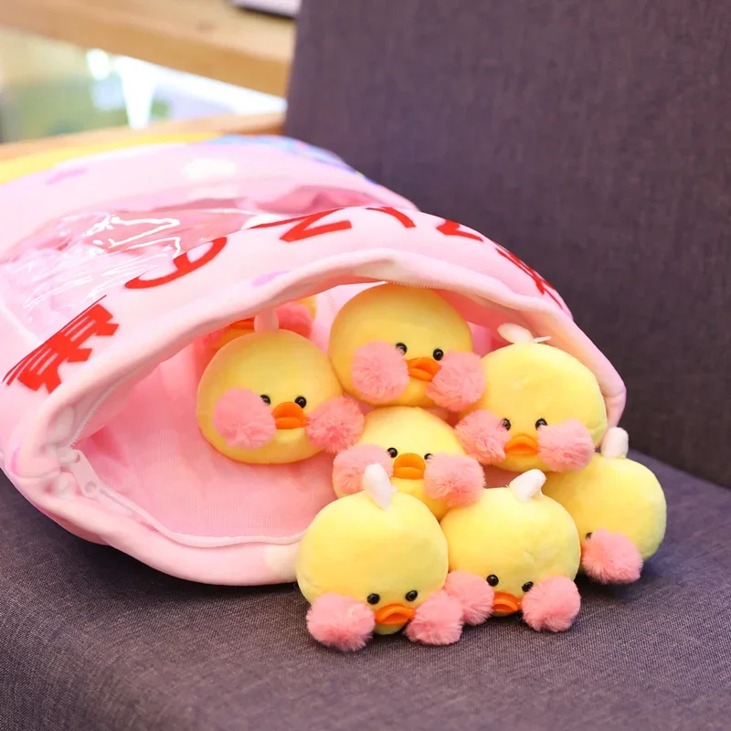 

8pcs Kawaii LaLafanfan Cafe Duck Plush Balls Bag Snack Toy Soft Cartoon Animal Duck Stuffed Doll Sofa Pillow Girlfriend Kid Toys