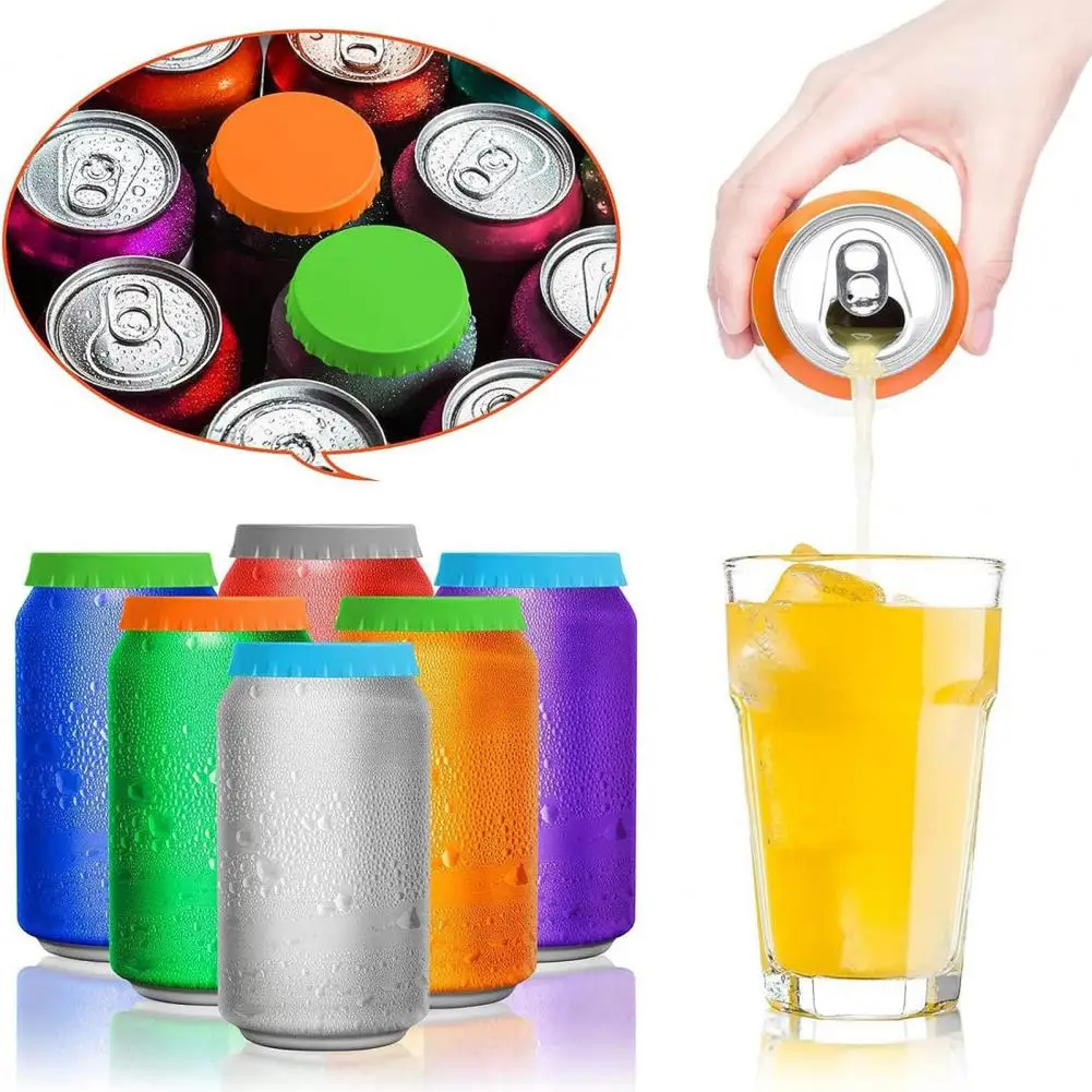 2 Pcs 6.5cm Bottle Cover Silicone Can Lid Cover Leak-Proof Soda Beer Bottle Stoppers Multi-color Cap For Refrigerator Outdoor