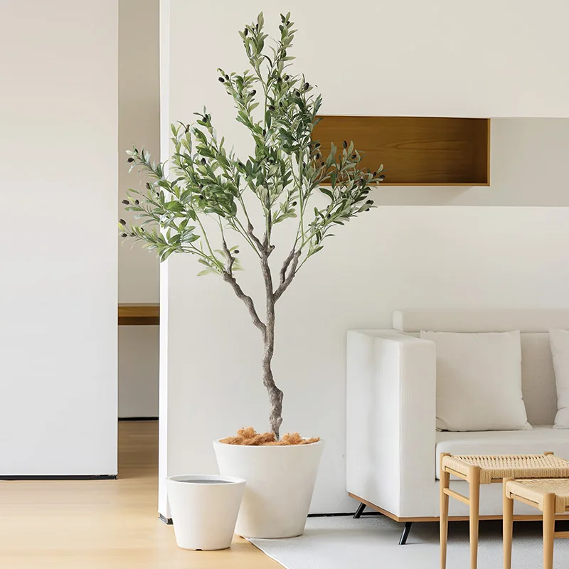 

Removable pole design artificial olive tree home living room decoration simulation bonsai