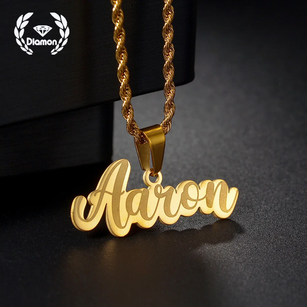 

Diamon Personalized Custom Name Necklace Stainless Steel Jewelry White Plating Name Twists Chain Pendant for Women Jewelry Gift