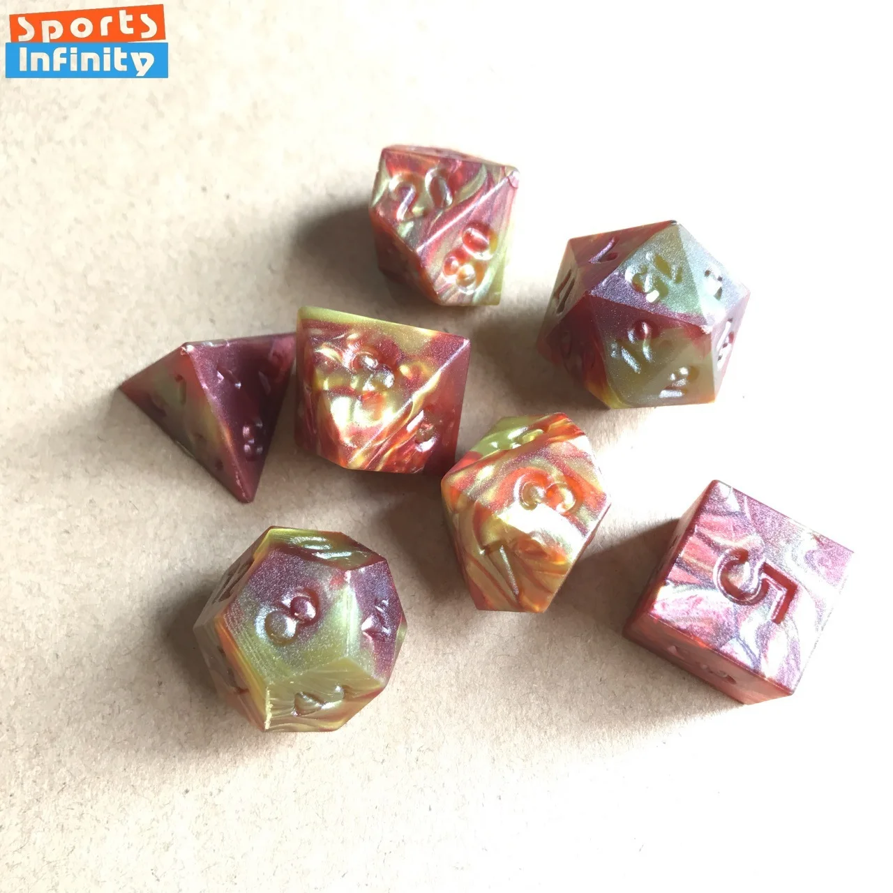 

NEW 7pcs Set of Polyhedral Dice Acrylic Two-color Digital Dice DND Rpg COC Cthulhu Running Group Board Game Dice