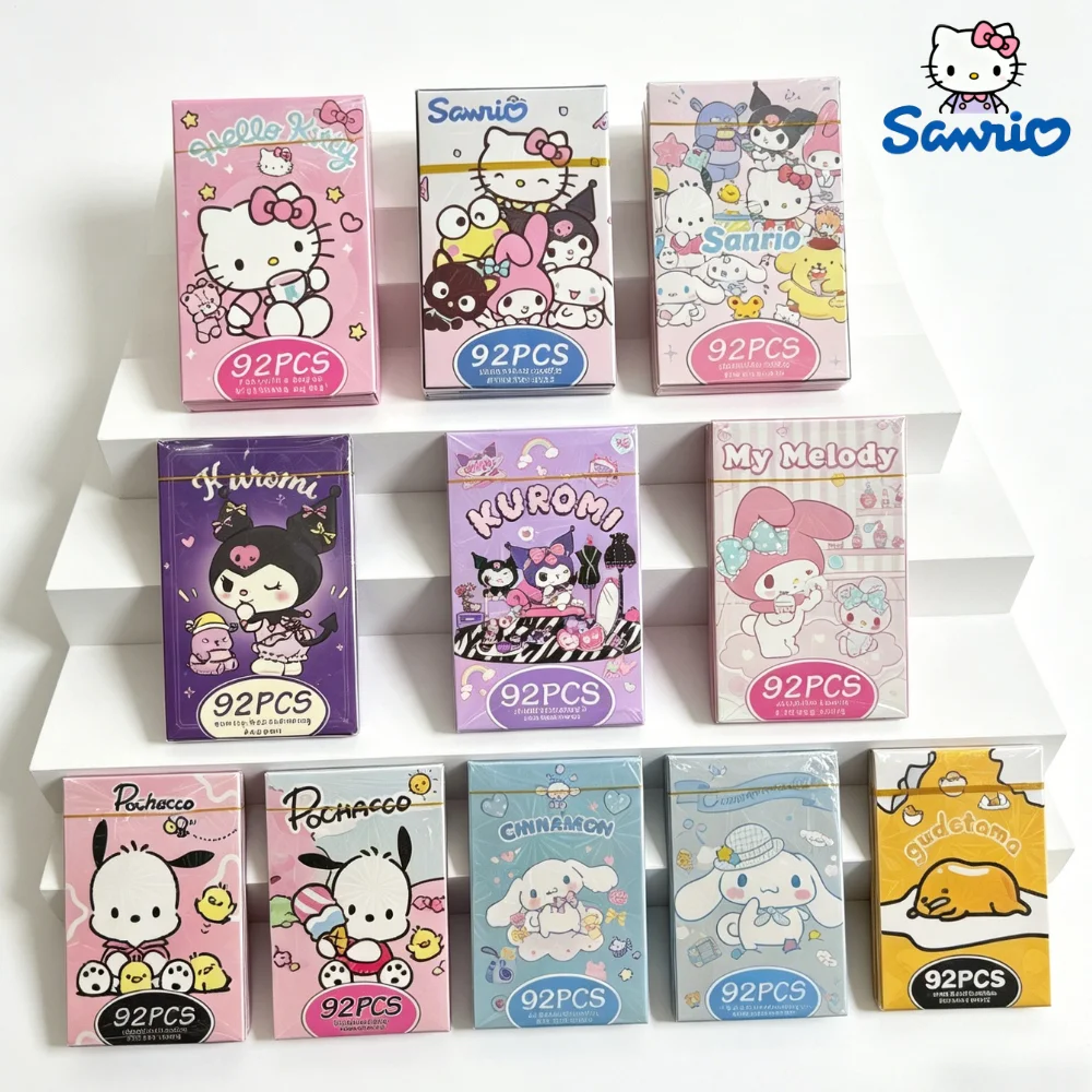 #92Pcs Sanrio Full-set Kuromi Hello Kitty My Melody Shining Collectible LOMO Card Game Trading Card For Christmas Birthday Gift