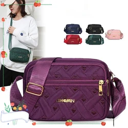 Fashion Embroidery Women Nylon Square Handbags Shoulder Cross Body Casual Zipper Handbag