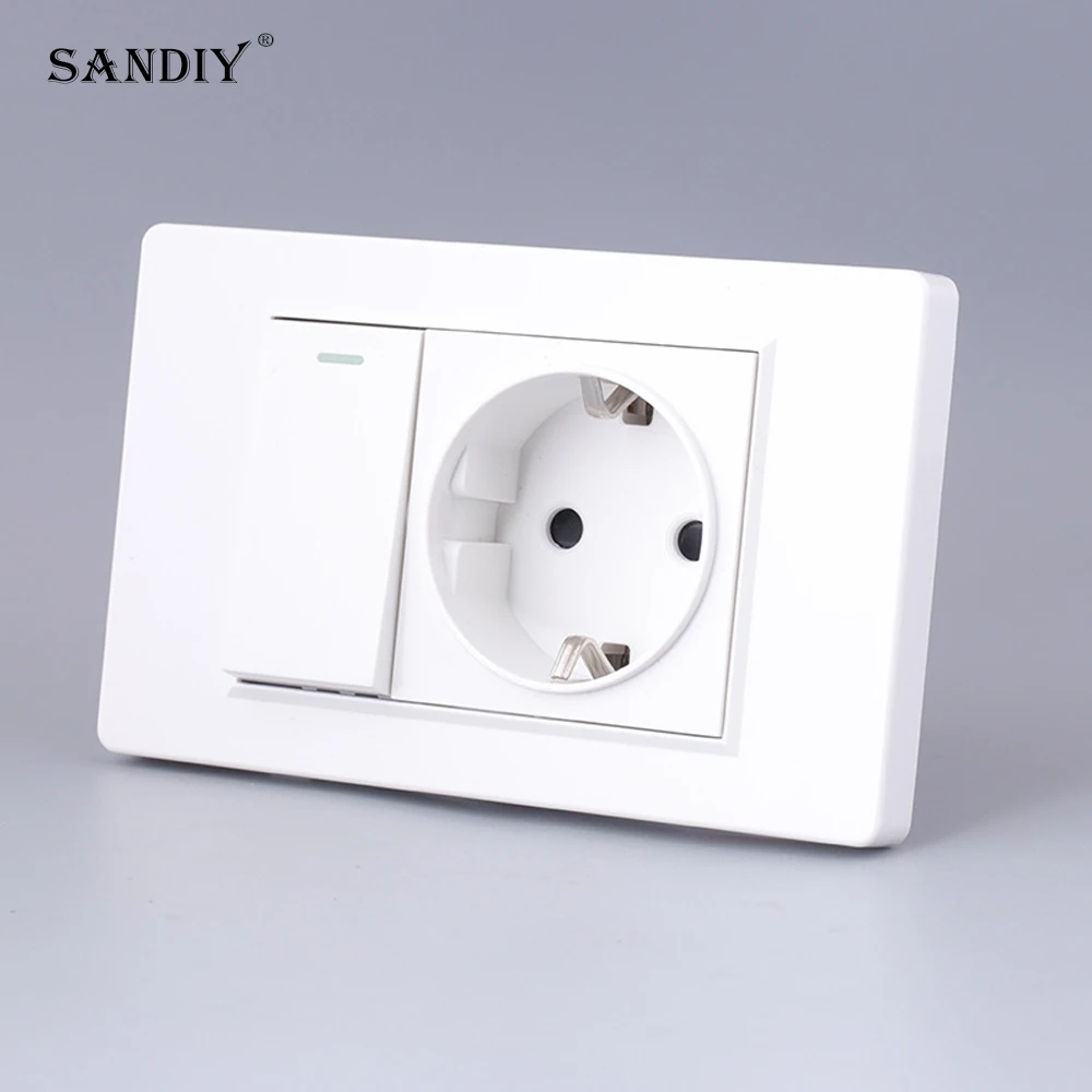 

European Standard Socket 118 EU Wall Three Hole Switch Dual Control 16A European Socket Panel Manufacturer Production