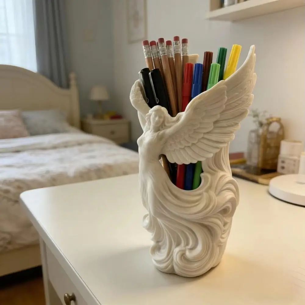 Kreatives Engelsflügel-Design Engel-förmige Vase Dekorativer Behälter 3D-Gedruckte Vase Multifunktionaler Organizer Ladenausstattung