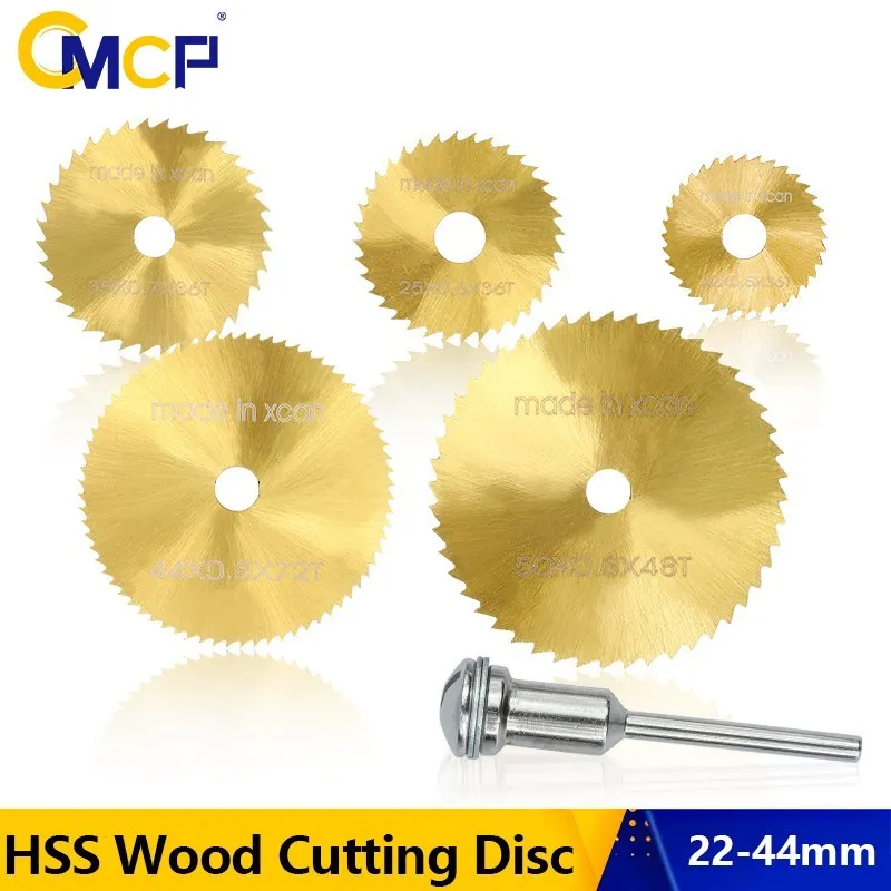 

CMCP 6pcs HSS Saw Blade Kit 22-44mm Mini Saw Disc with 3.175MM Shank Mandrel Woodworking Circulaw Blade for Dremel Rotary Tool