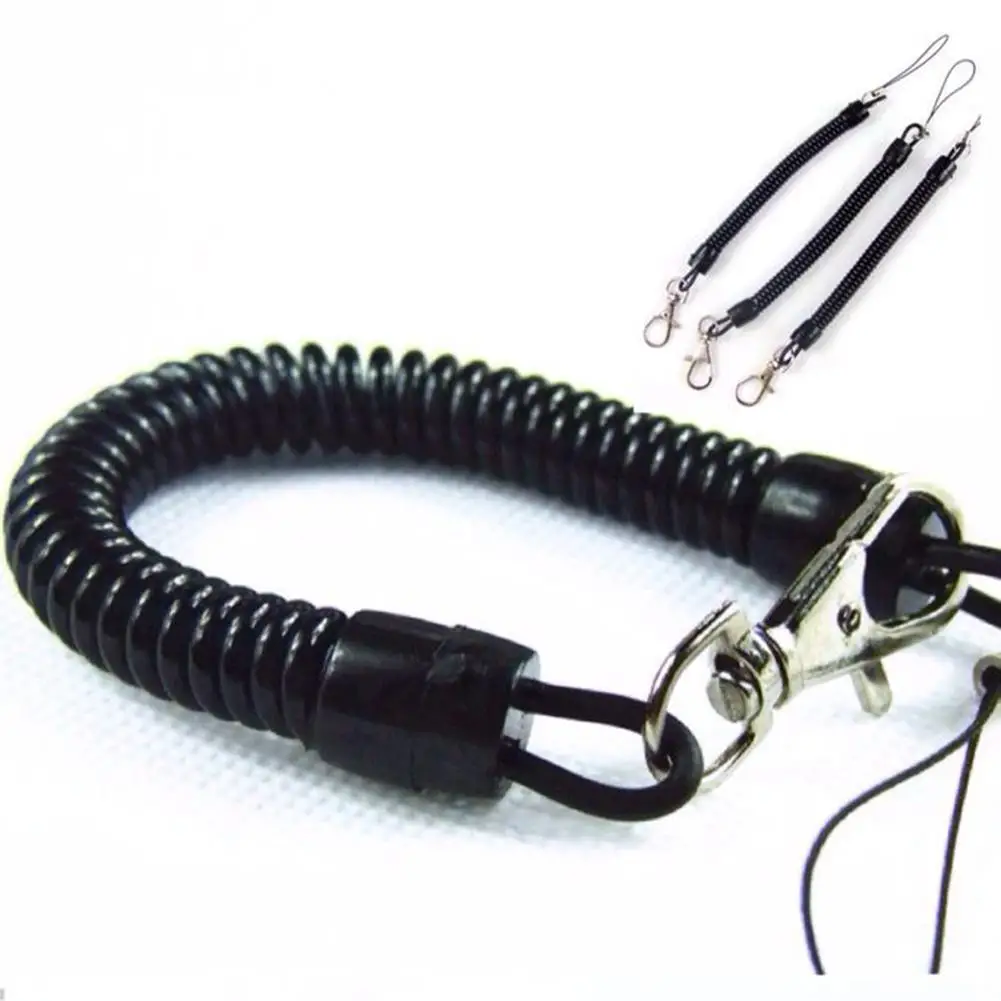 Frühling Schlüsselbund Schwarz Spirale Elastische Frühling Seil Schlüssel Ring Metall Karabiner Für Anti-verloren Telefon Frühling Schlüssel Schnur Verschluss haken