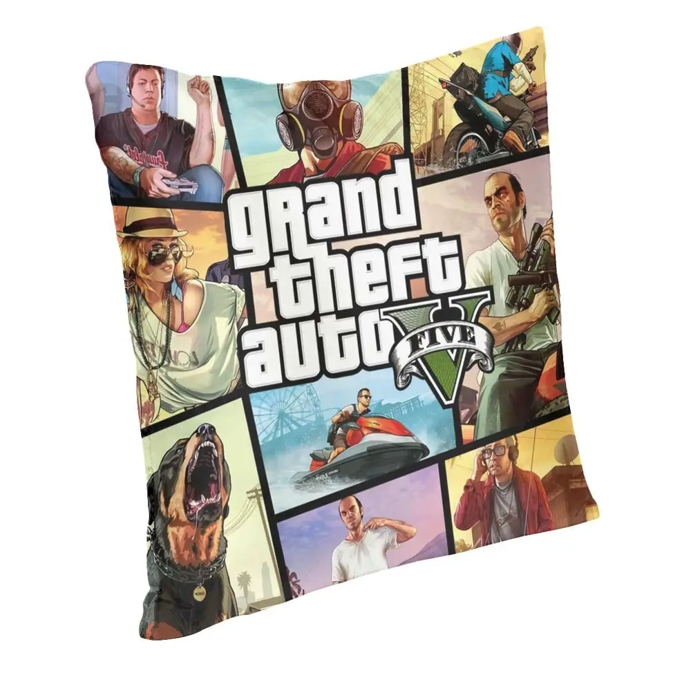 Gta5 Vice City Grand Theft Auto Throw Pillow Case Sofa Adventure Game Cushion Cover Pillowcase Peach Skin Double-sided Printing