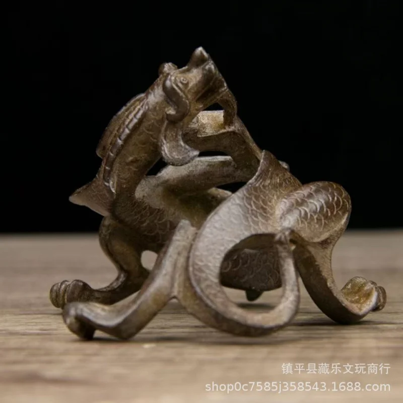 Antique Four Treasures of the Study: Ornament, Patinaed Old Bronze Item, Vintage Dragon Pen Rest, Collectible Or