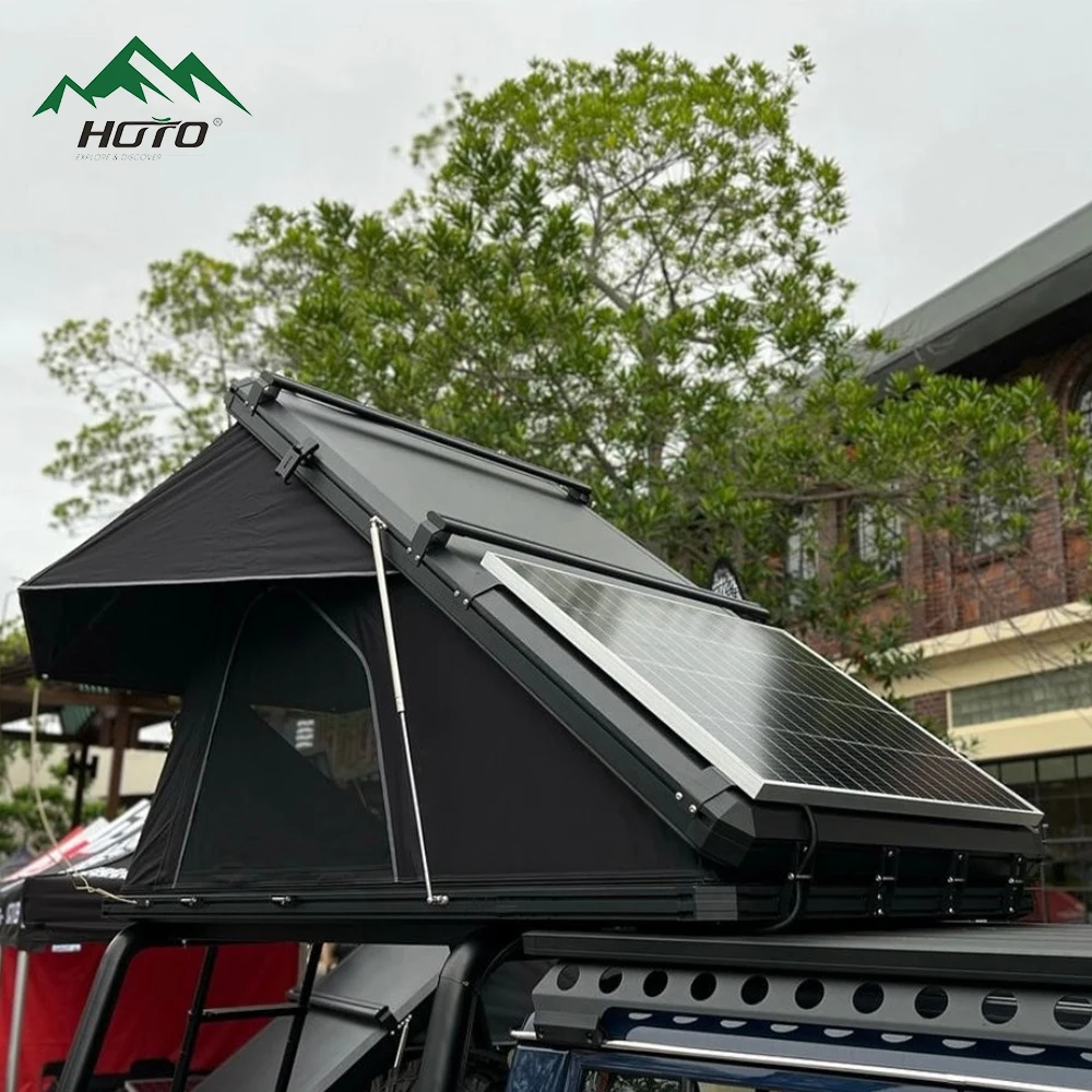 

HOTO Hard Shell Solar Rooftop Tents 3-4 Person Aluminum Clamp Pv Solar Panels Price List Clamp Wholesale Rooftop Tent for Roof