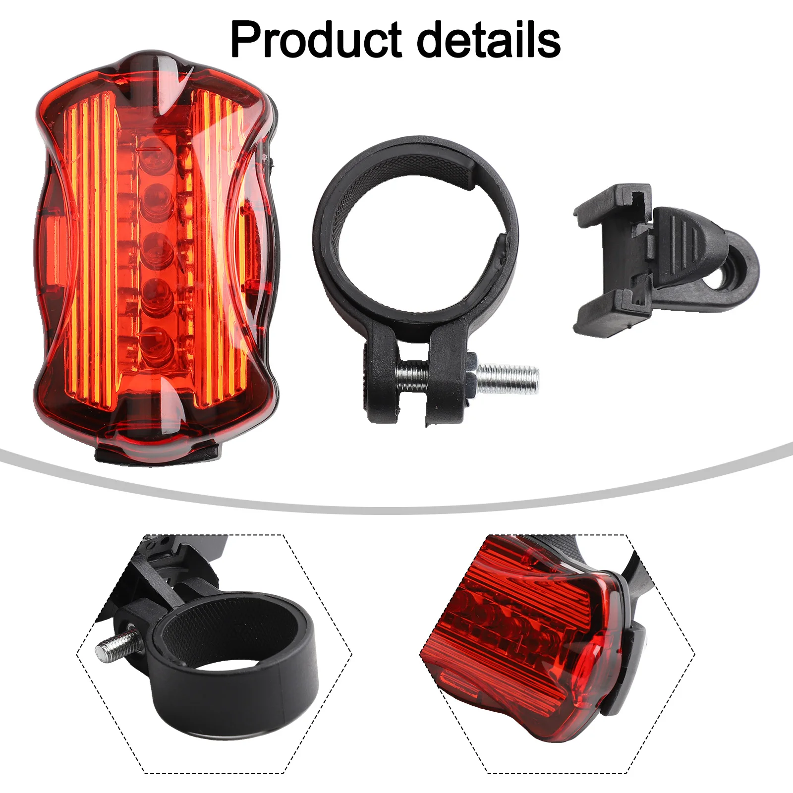 For Cycling Safety 5 LED Rear Light Cycling Rear Light Night Safety Energy-saving High Brightness Seismic Resistance