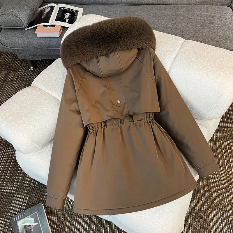 2025 Winter Coat Women Parkas Casual Parka Clothing Long Jacket Hooded Parka Fur Lining Thick Black Khaki Snow Outwear Female