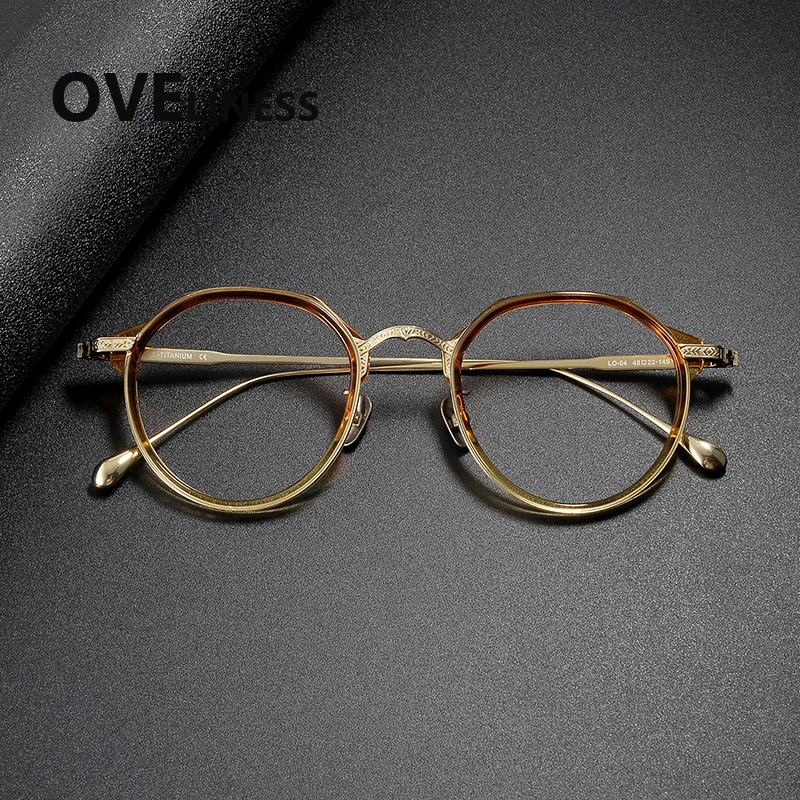 

2026 Acetate Titanium Glasses Frame Women New Brand Design Vintage Retro Round Eyeglasses frames Men Spectacles Japanese Eyewear