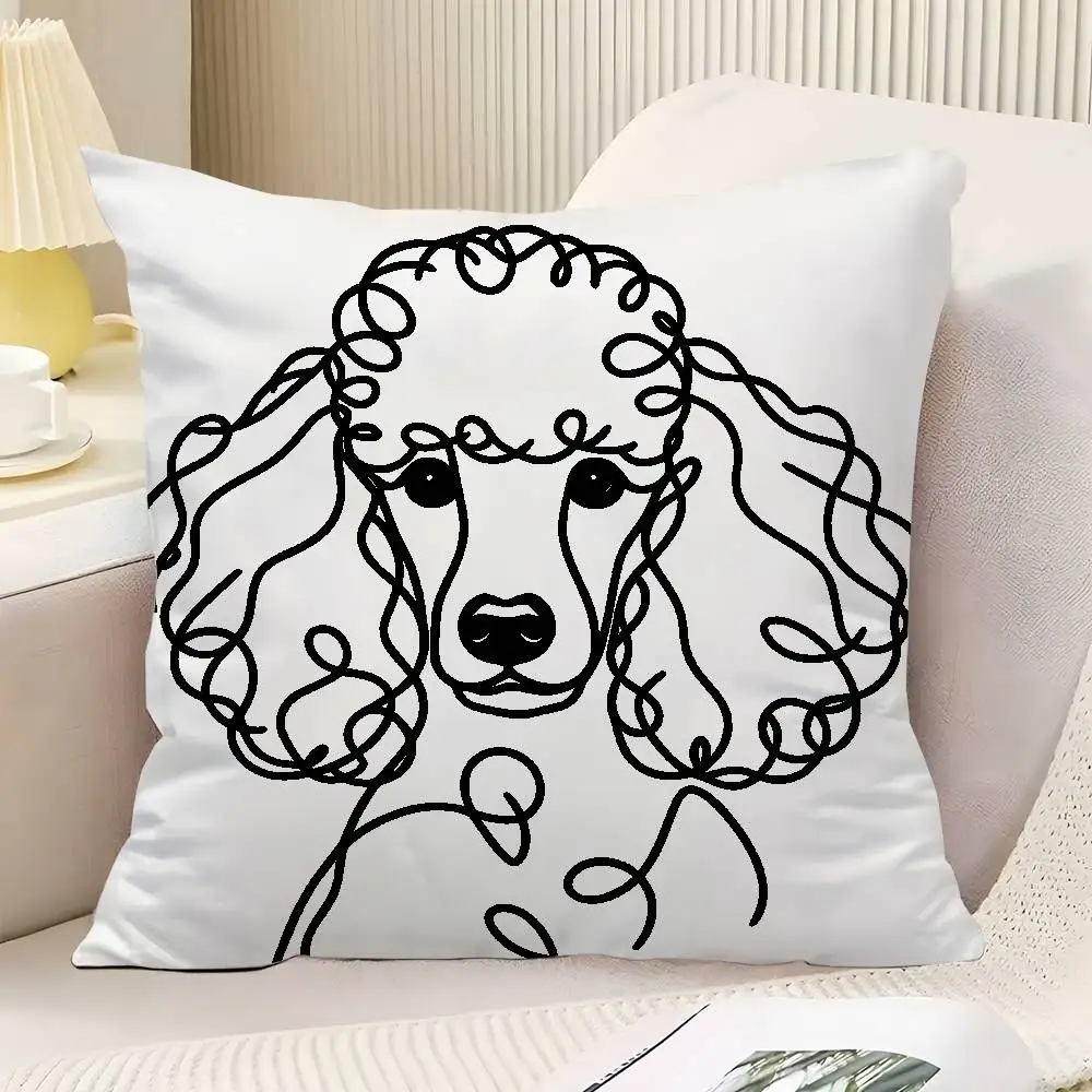 Cute Dogs Line Art Throw Pillow Cover Neutral Decor Cushion Cover Soft Sofa Couch Bed Home Decor Pillow Case