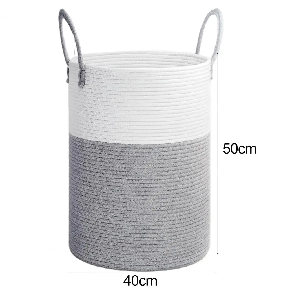 Dirty Clothes Storage Basket Large-capacity Woven Cotton Rope Laundry Basket for Home Bathroom Bedroom Durable Storage for Dirty