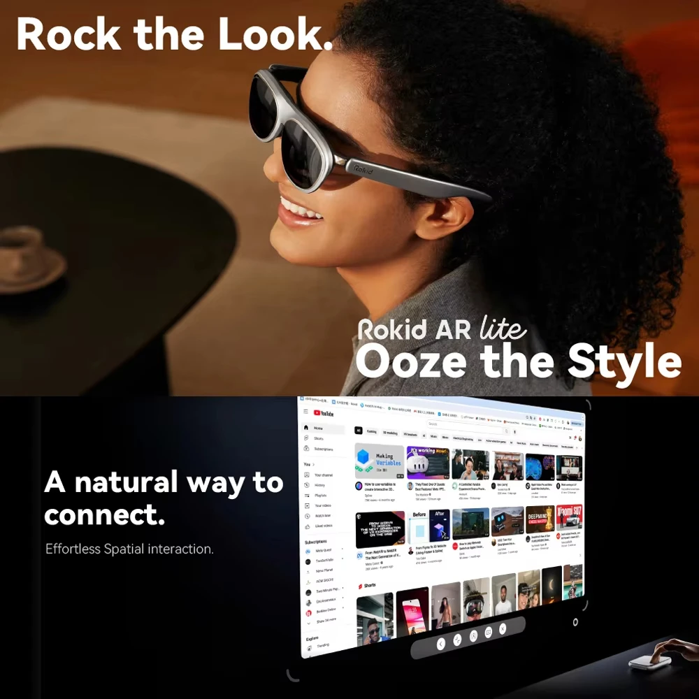 Rokid Max2 AR Glasses 3D Smart AR Glasses 8GB+128GB HD 90Hz Refresh Rate Supports AI Voice Operation Charge while using function