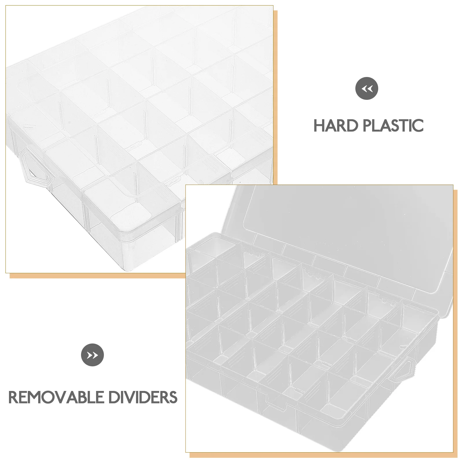 

Clear Plastic Storage Box 35X22X4.8Cm Adjustable Grid Jewelry Organizer Transparent Container For Earrings Rings Beads