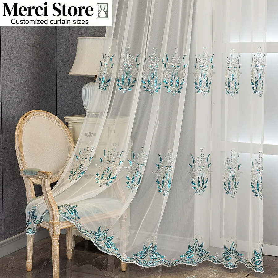 Premium Luxury Artisan Stitched Bead Inlaid European 3D Embossed Custom Drapes for Living Dining Bedroom Custom Size