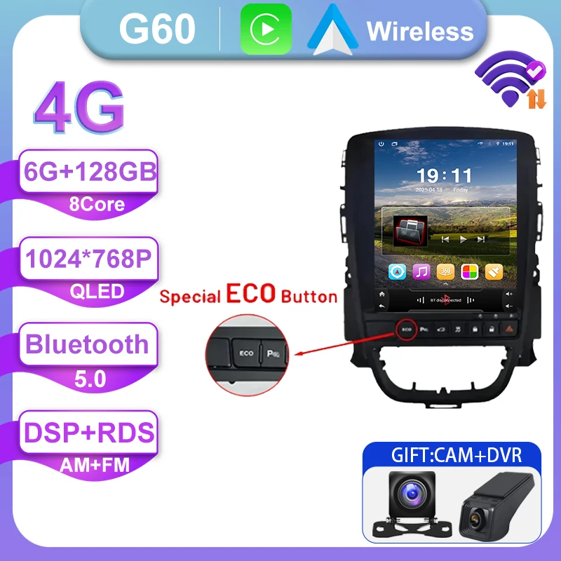 Autoradio Voor Opel Astra J 2009-2015 Android Auto GPS Navigatie Head Unit Multimedia Video Player 5G WIFI Carplay Geen 2din DVD