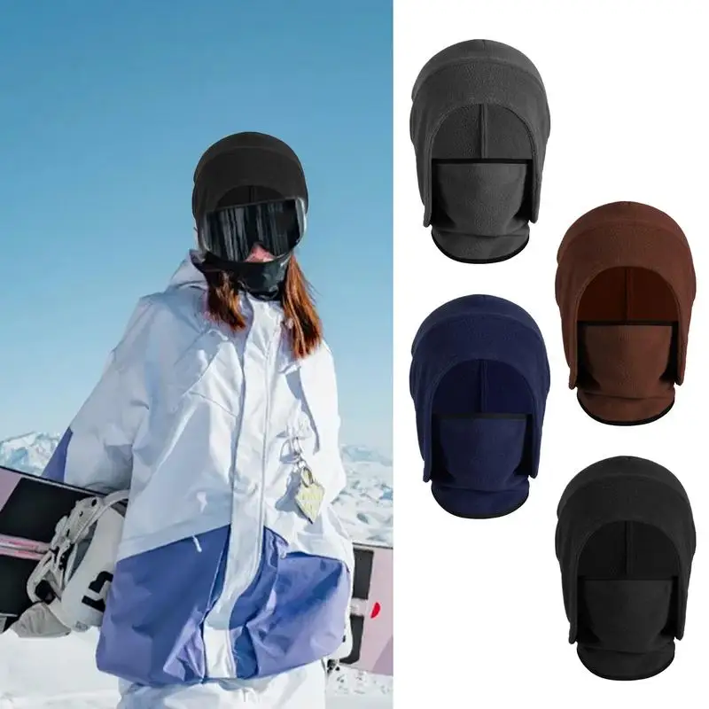 Motorcycle Cycling Headgear Face Warmer Fleece Head Cover Neck Covering Thermal Winter Neck Scarf Cold Weather Face Shield hat