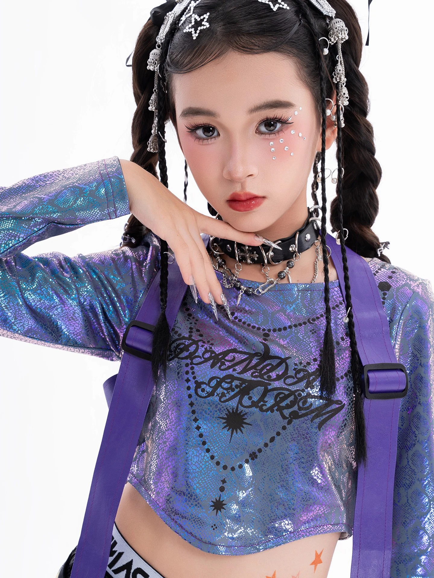 2025 Kpop Abiti da ballo Kid Jazz Danza Performance Costume per ragazze Streetwear Hip Hop Abiti di scena Passerella Usura DN22035