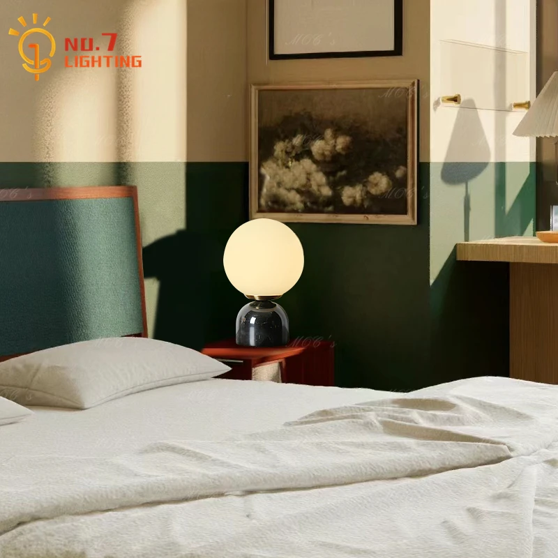 Luxury Cream Wind Marble Table Lamp LED G9 Designer Simple Atmosphere Desk Lights Home Decor Bedroom Bedside Kitchen Table Study