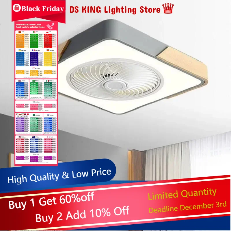 Ventilador de techo redondo para dormitorio cuádruple, piso bajo, diseño de estilo japonés de madera Simple, lámpara de ventiladores Led, 110V,