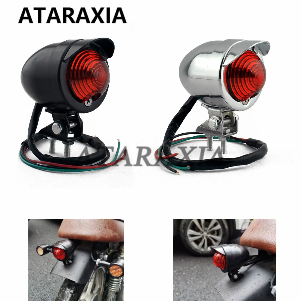 12V Taillights Motorcycle Brake Light LED Motorbike Stop Rear Tail Lamp Red Compatible With Chopper Bobber Cafe Racer StreetBike