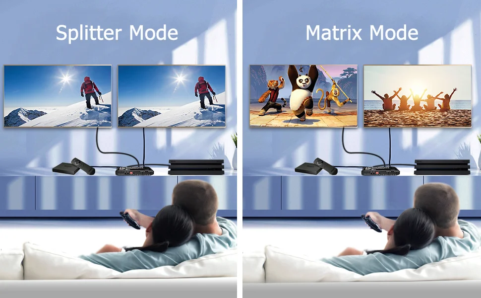 4x2 HDMI-compatible Matrix Switch 4K@30Hz 7.1 Audio SPDIF L/R Extractor HDCP EDID Emulator for PS5 Xbox PC TV Projector
