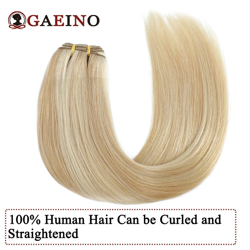 Straight Human Hair Wefts Extensions Blonde Highlight Remy Hair Weave Double Weft Remy Natural Hair Extension For Woman 100G