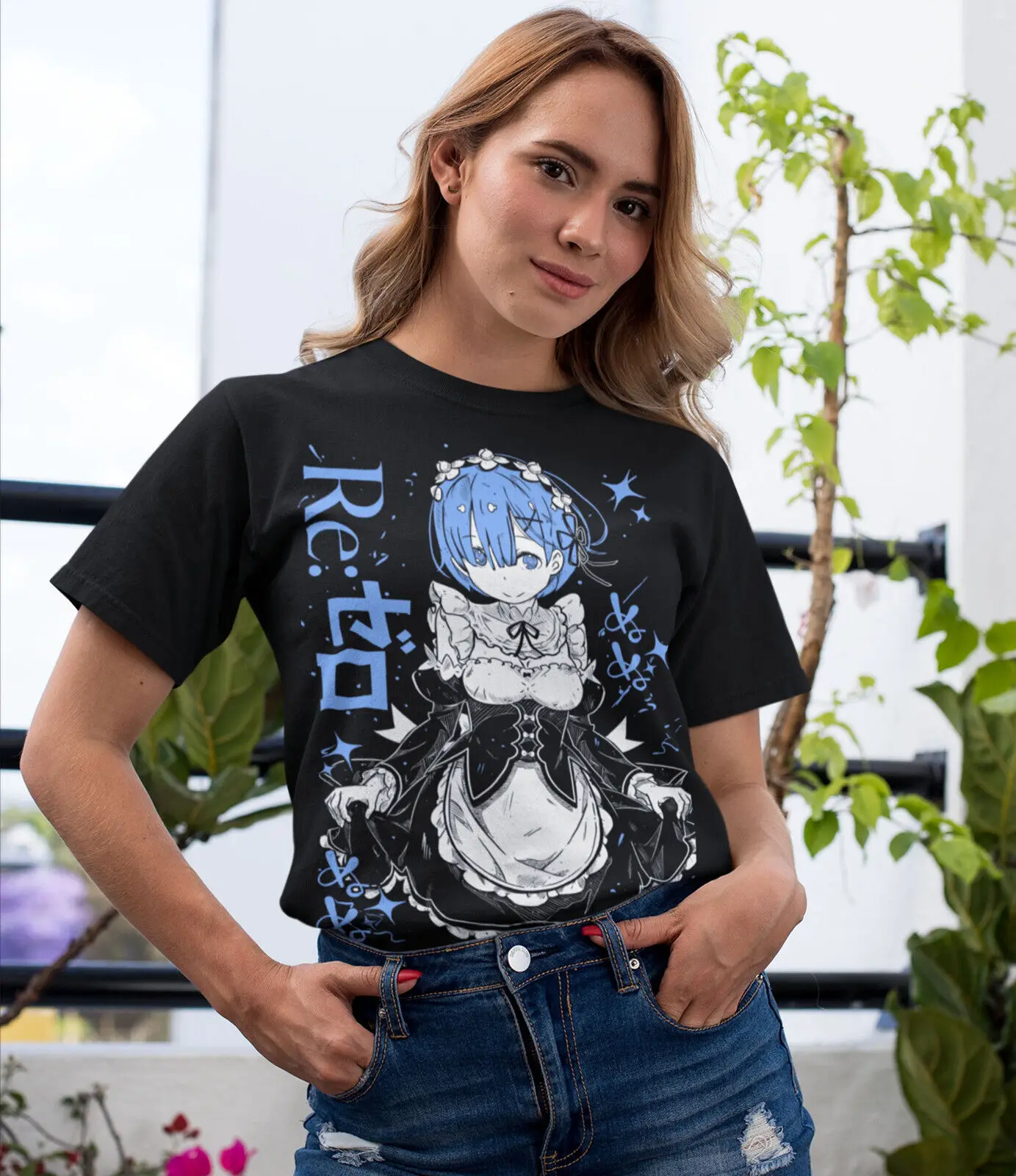 Rem Re Zero T-Shirt,Cute Re Zero Ram,Subaru,Japanese,Manga Graphic Tee