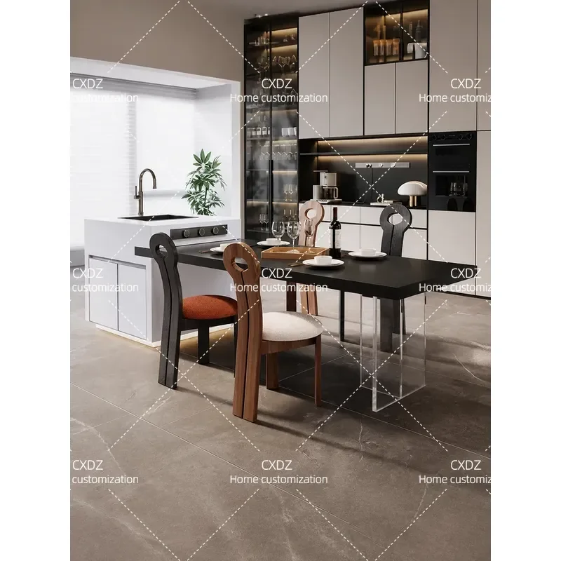 Modern Simple Island Table Integrated Household Open Restaurant Rock Slab Custom Dining Table Mid Guide Table Bar