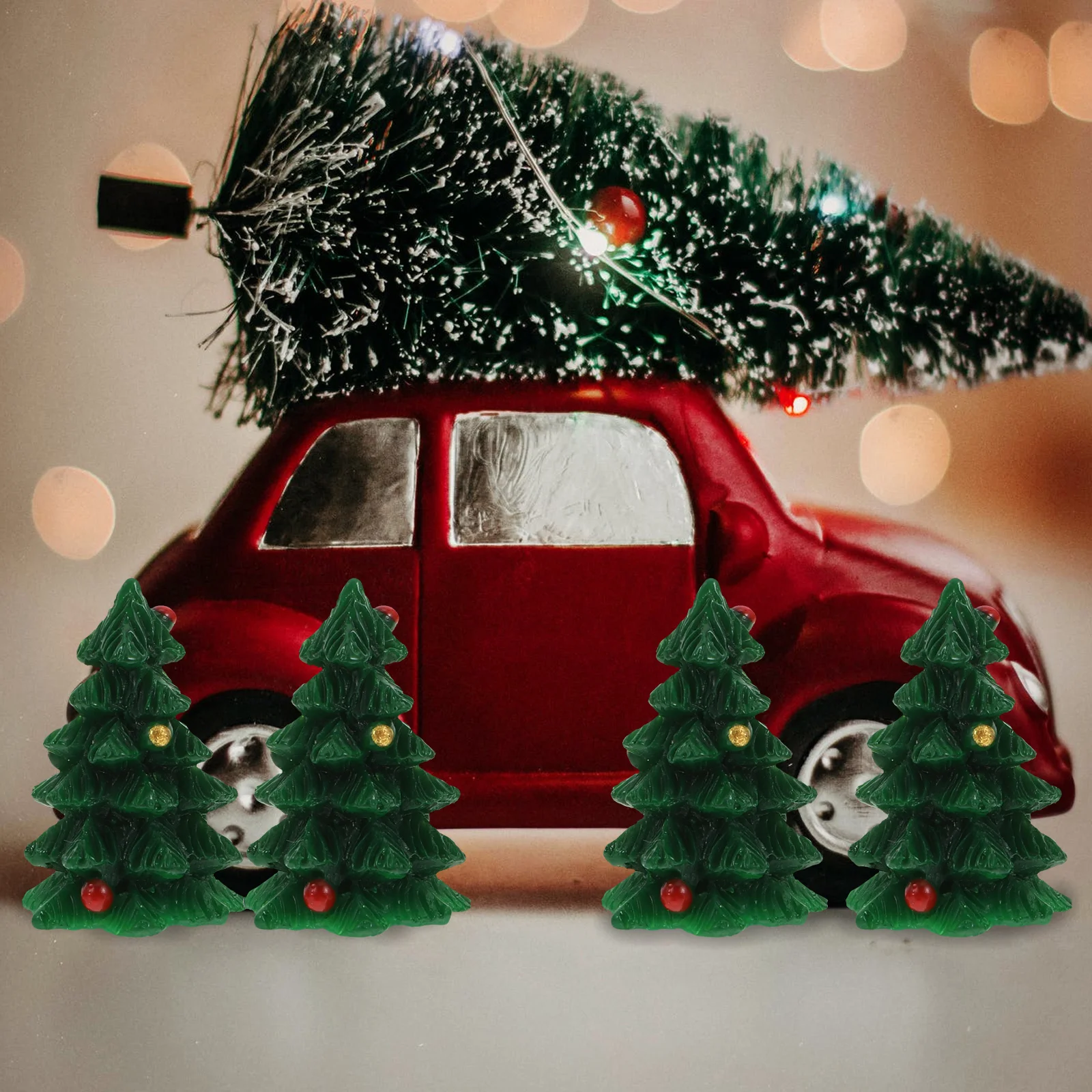 

20pcs Christmas Tree Accessories Mini Resin Craft Kit Artificial Green Decor for DIY Phone Case Headdress Charm Jewelry Party
