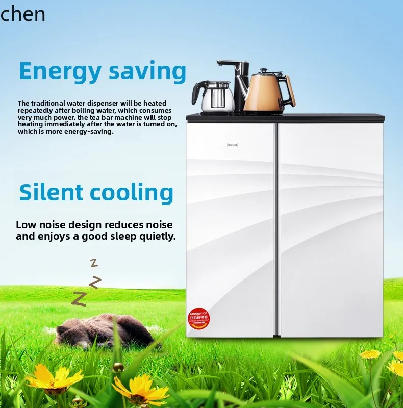 

desktop refrigerator, refrigerator, small opposite door water dispenser, fully automatic water supply, tea bar machine