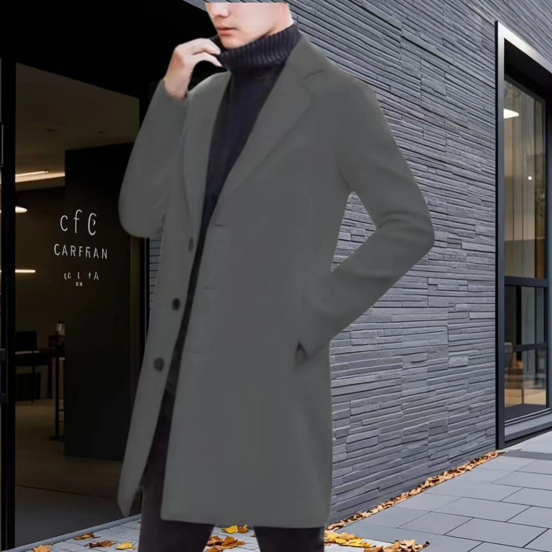 الرجال مزيج الصوف خندق البازلاء معطف سترة رسمية الذروة التلبيب الوقوف طوق الشق التلابيب الحياة اليومية نمط المشاهير