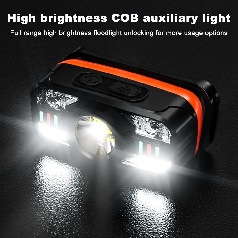 Intelligent Sensing Headlight LED Sensor Flashlight Waterproof Rechargeable Outdoor Fishing Camping Multifunction Headlight