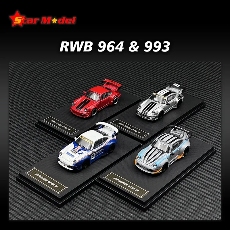 

STAR 1:64 RWB 993 964 GT Tail Taikano Red Smoothie Silver Diecast Car Model Collection Miniature Toys