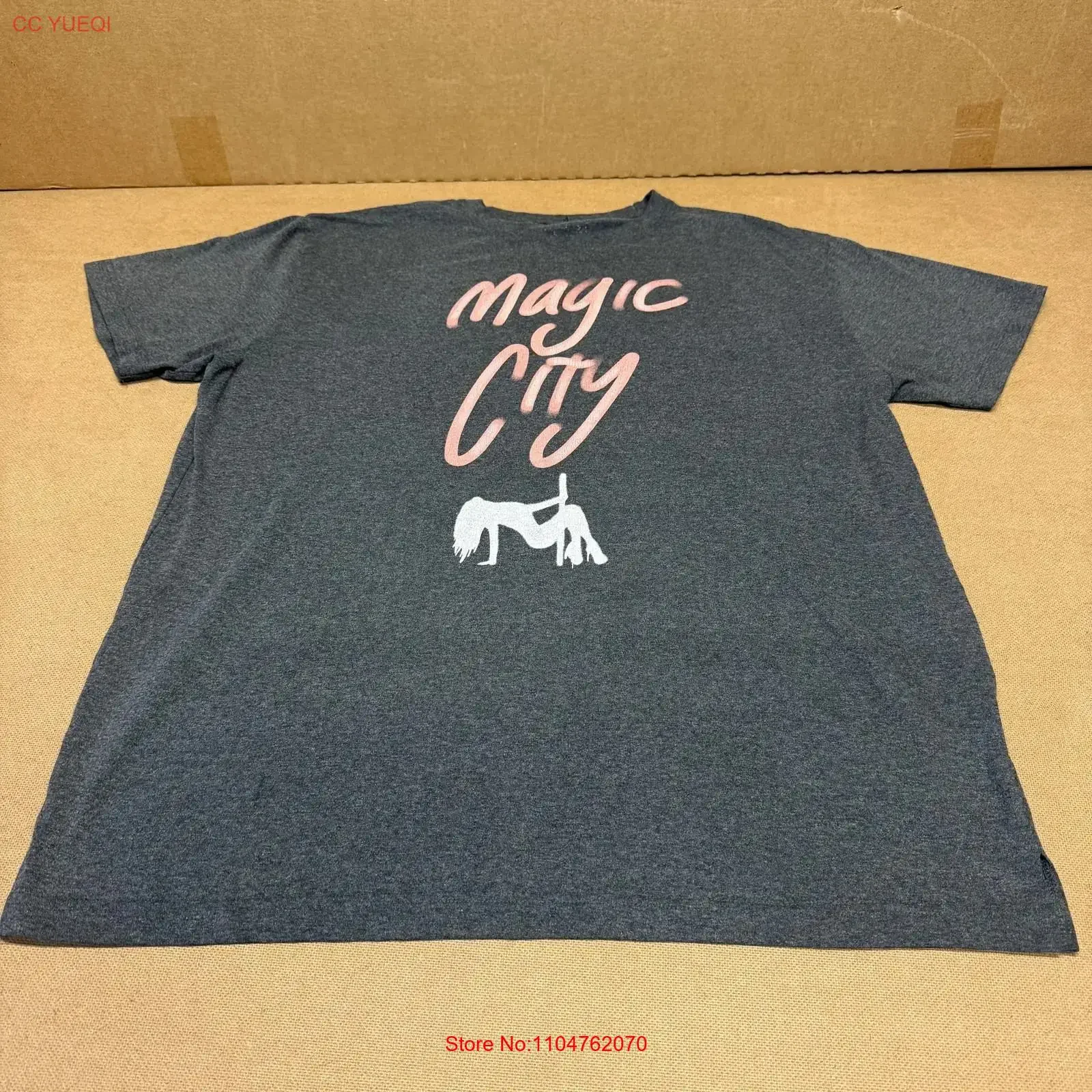 AKOO Magic City T Shirt Mens XL Gray Pole Dancer Nightlife Streetwear vintage Washed Stretched Comfortable Stylish