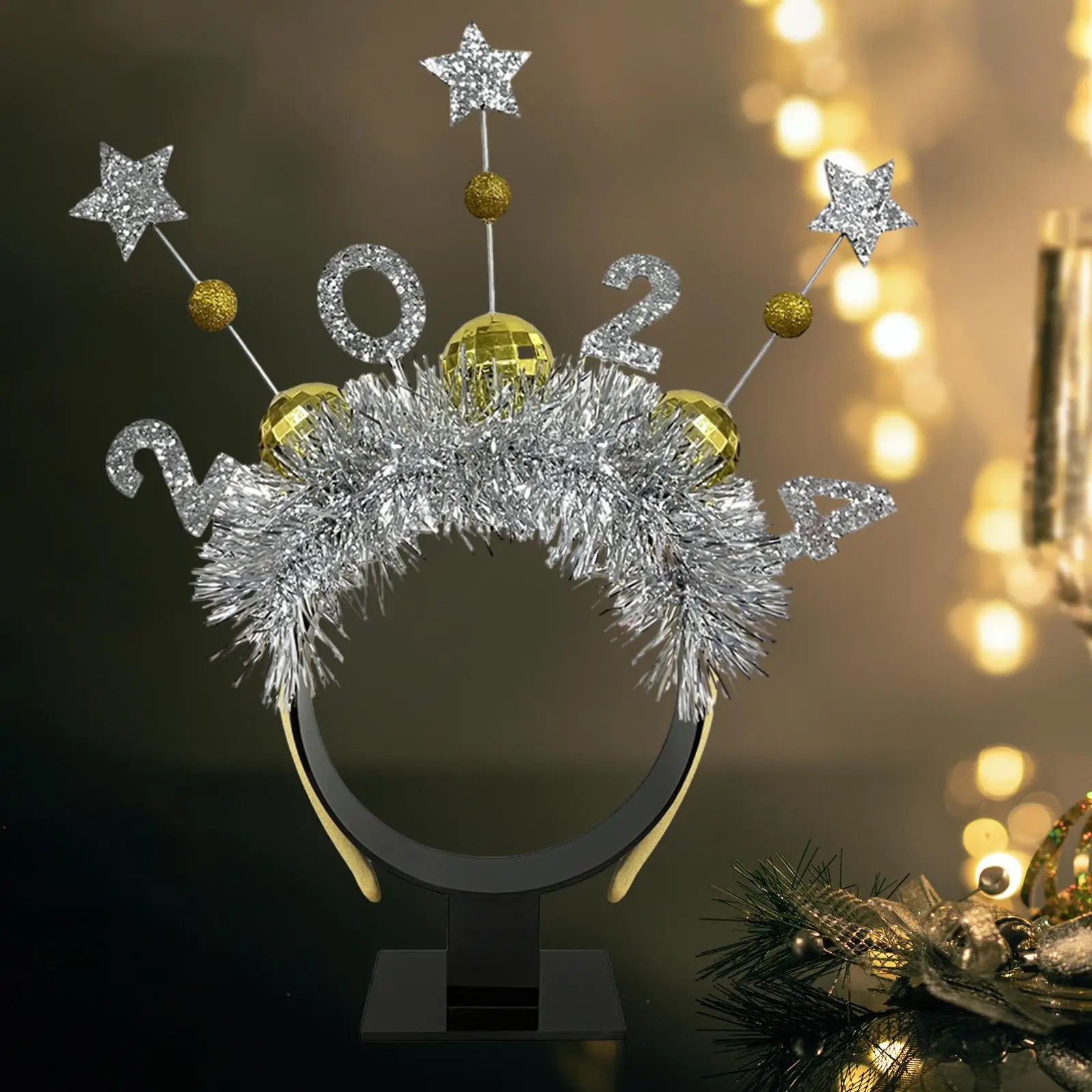 2024 New Year Headband Glitter Star Decoration Hair Hoop for Women Girls