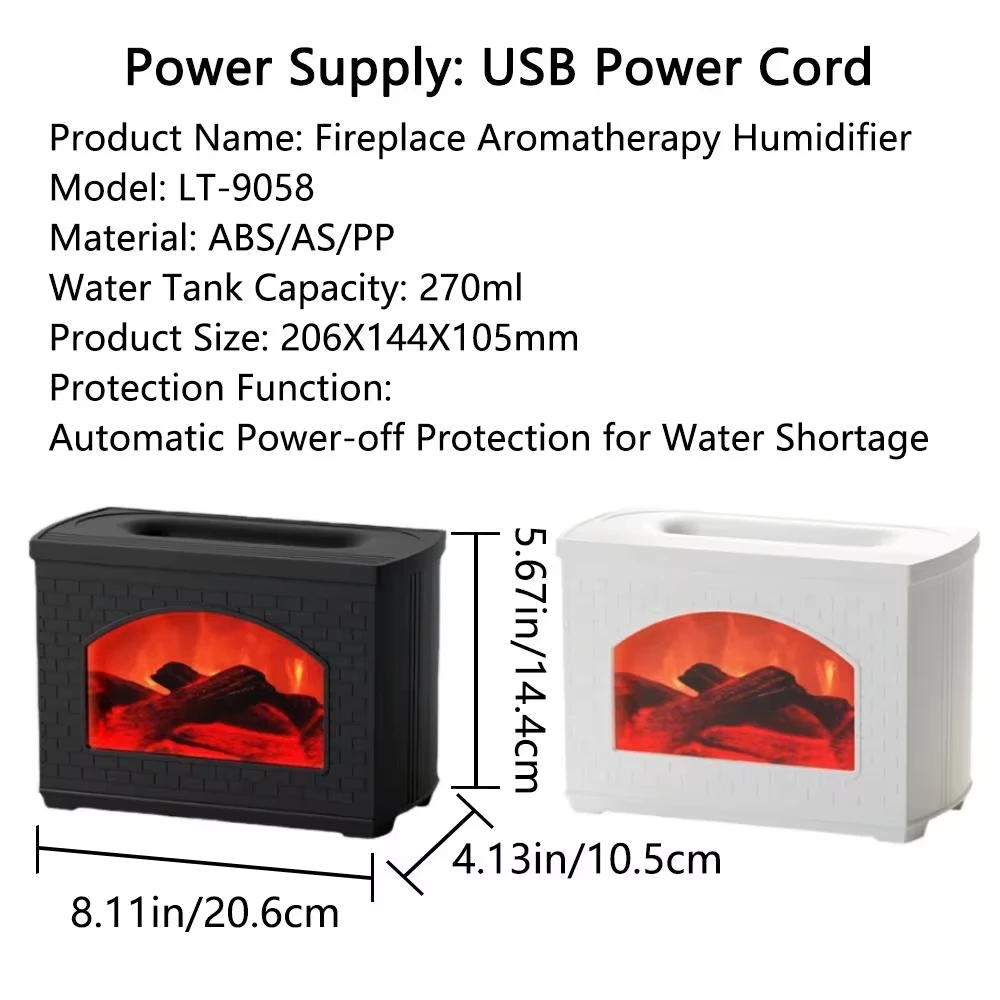 New Simulated Fireplace Air Humidifier Flame Effect Aroma Oil Diffuser Home Aromatherapy Humidifiers Mist Sprayer Air Diffuser