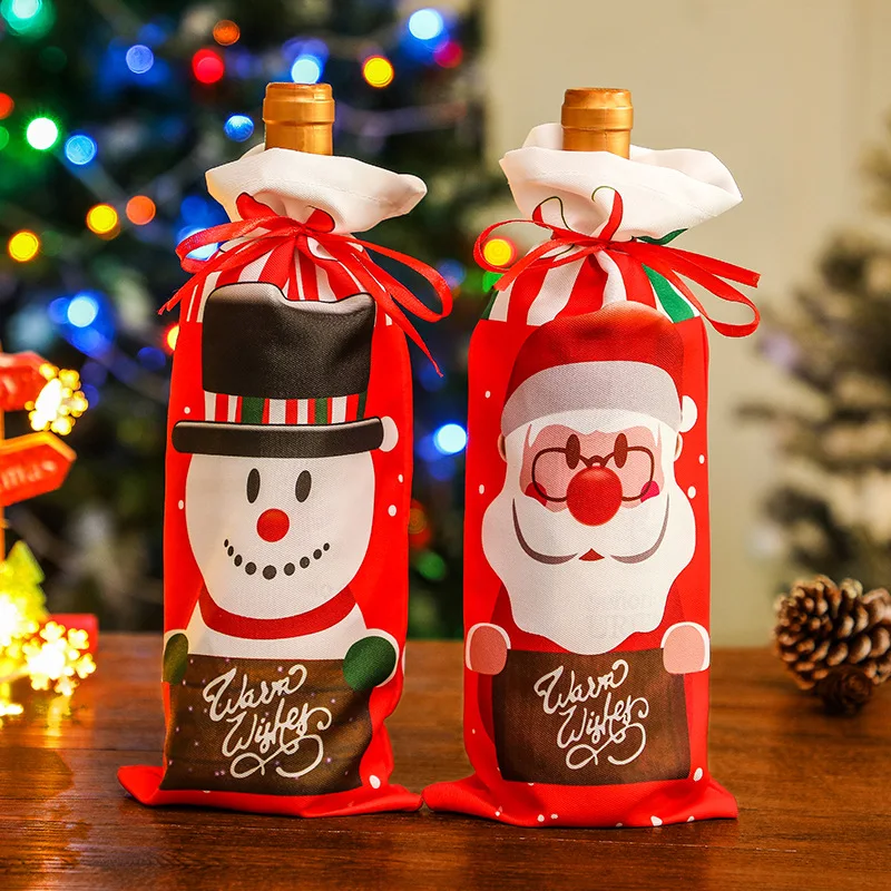 Merry Christmas Wine Bottle Cover Decorations For Home 2021Christmas New Year Navidad Gifts Wine Bottle Sweater Cover