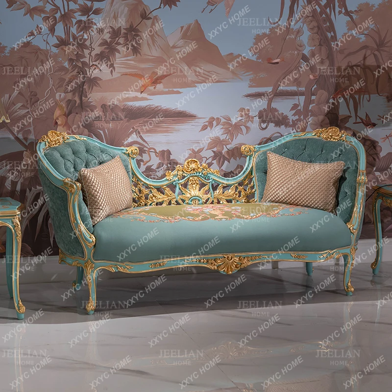 green heavy industry engraving and gold foil leisure sofa villa living room fabric princess