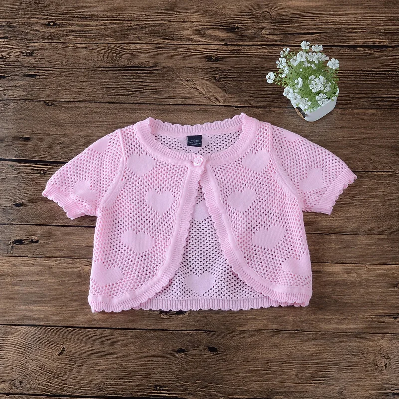 Thin Summer Baby Girl Jacket Cardigan Shawl Pink Short-sleeved Beach Coat 6 12 24 Month Baby Toddler Girl Clothes Clothes 194007