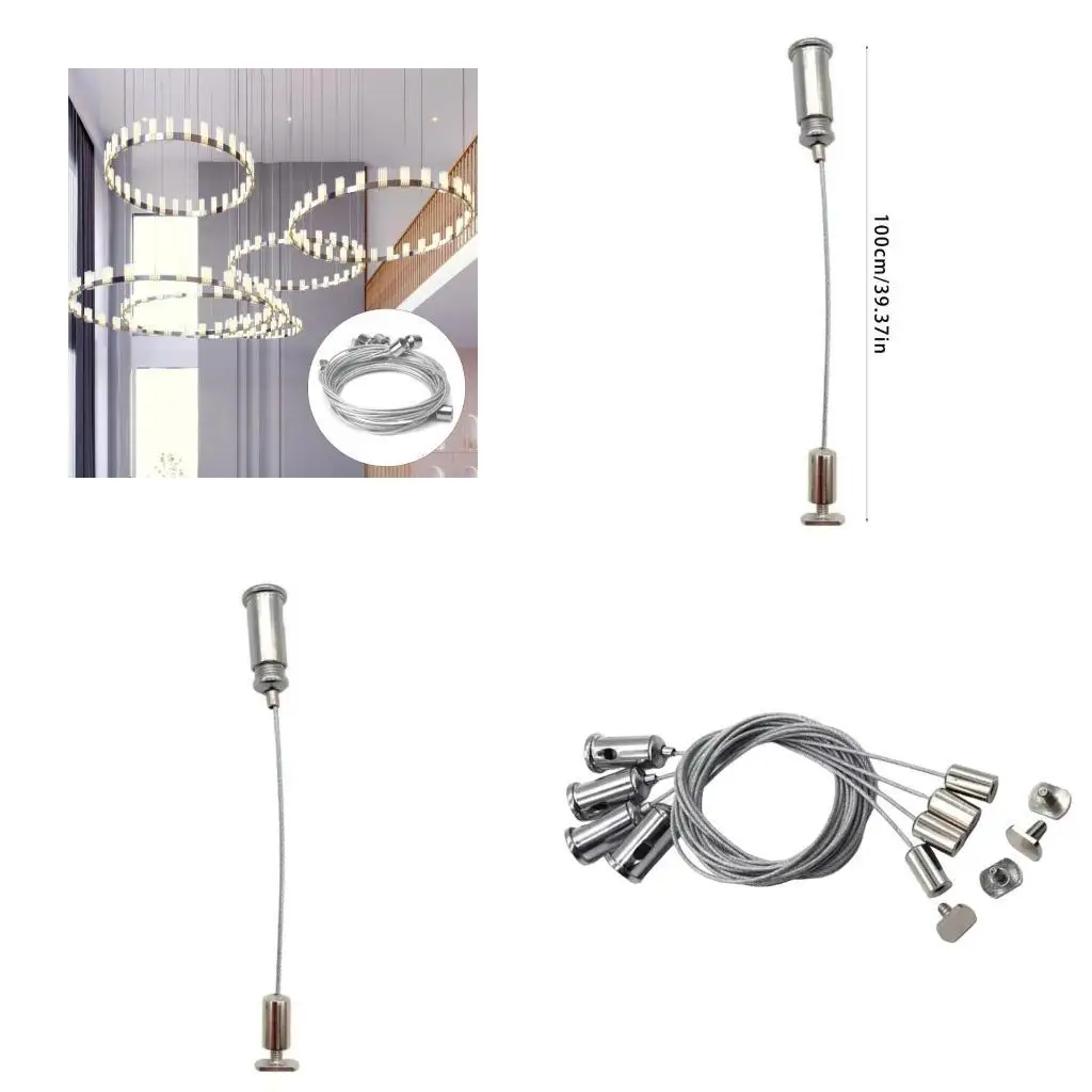 

R9UF 4pcs Multipurpose Wire Rope Set for Pictures Frame and Lamp Hanging Solution