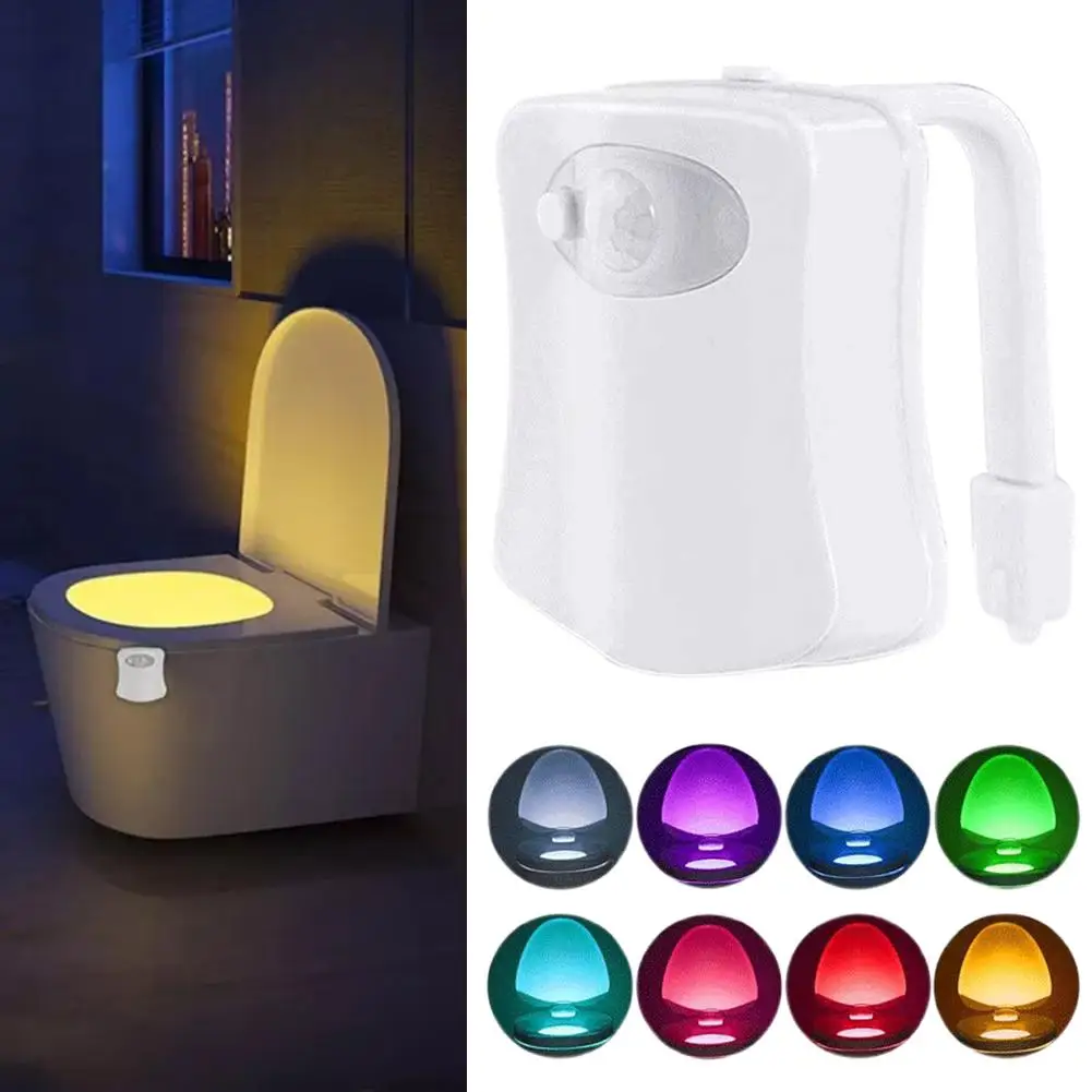 Toilet Night Light PIR Motion Sensor Toilet Lights LED Washroom Night Lamp 8 Colors Toilet Bowl Lighting For Bathroom Washr K5W5