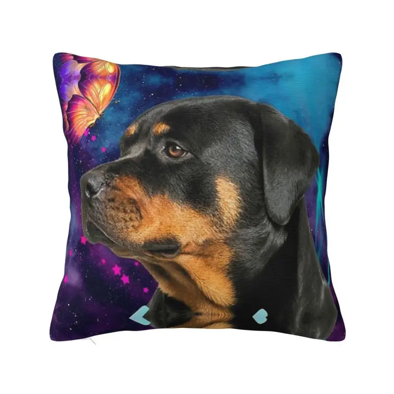 

Модный чехол для подушки Rottweiler с бабочкой, 45x45 см, мягкая подушка в виде собаки с животными, квадратная Автомобильная наволочка, украшение для гостиной