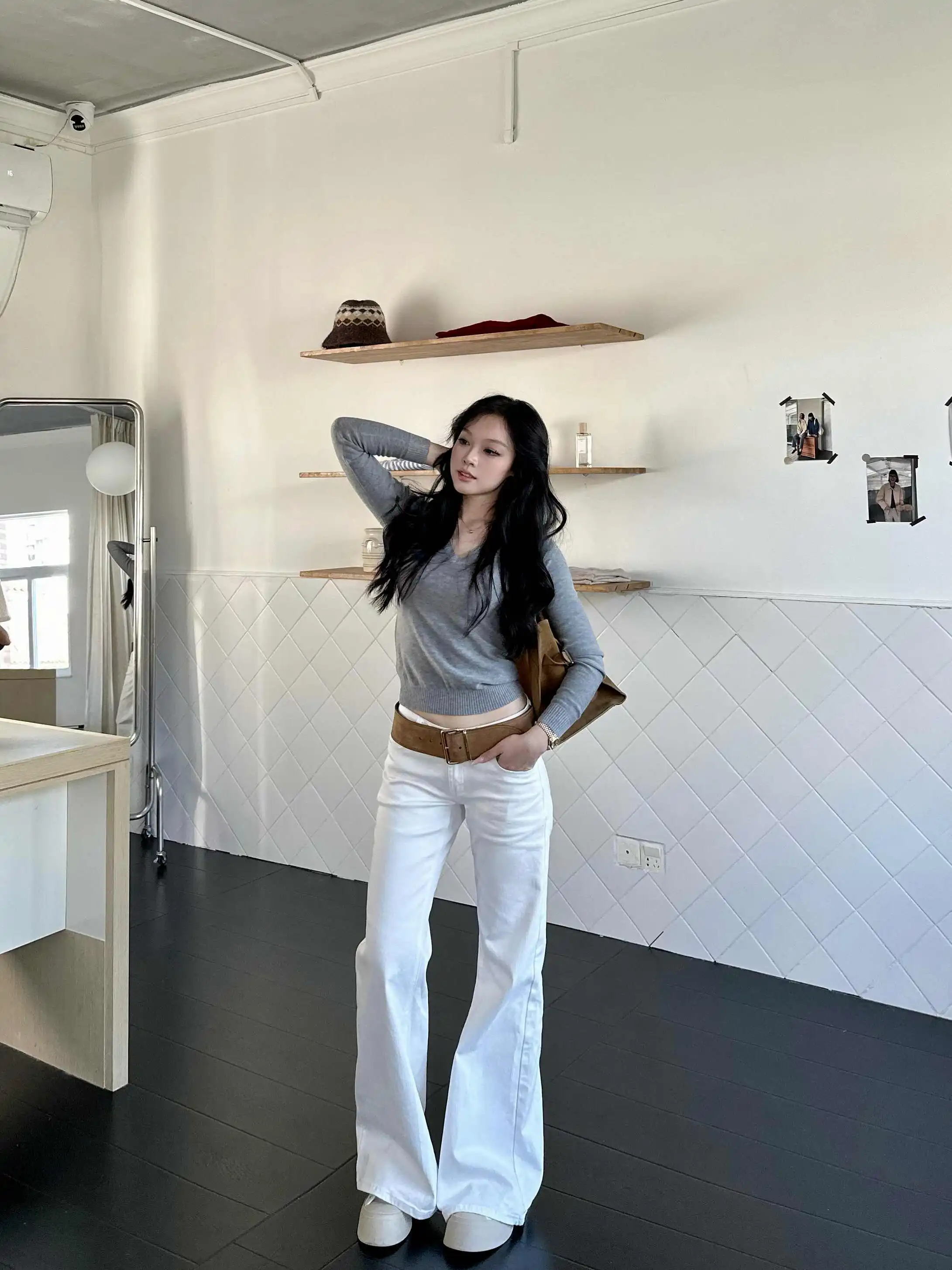 

High Waist Wide Leg Loose Fit Jeans Women's Straight Cut Floor-Length Casual Cotton Stretch Denim Pants Spring 2025