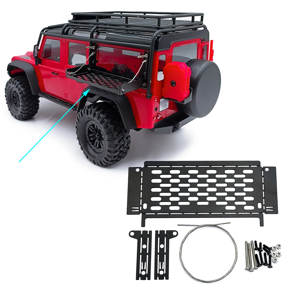 YEAHRUN Metal Skid Plate Side Skirt Intake Grille Trim Tail Door Anti-Scratch Plate for 1/18 RC Crawler TRX4M Defender Parts